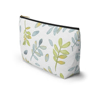 Watercolor Tossed Leaves Accessory Pouch w T-bottom in Aqua